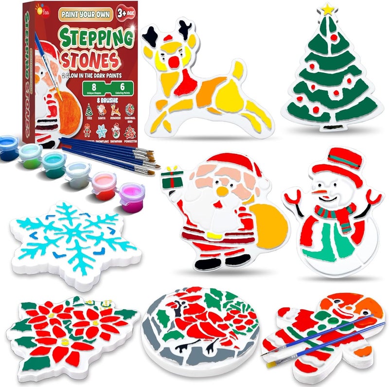 EggSun 8Pcs Stepping Stones Painting Crafts Kit for Kids 4 8 6, DIY Garden Stones Outdoor Paint Your Own Ceramic Unicorn Arts and Crafts for Boys Girls Ages 4 7 9 10 12 Christmas Birthday Gifts - Image 1